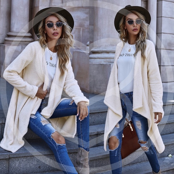 Jackets & Coats Comfy Soft Furry Cream Waterfall Jacket Coat Poshmark